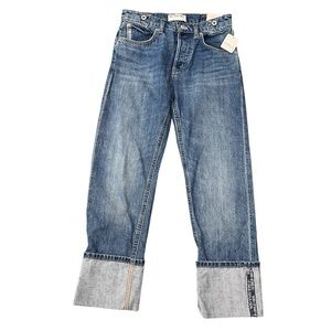 Free People We The Free Slim Shade Selvedge Straight Jeans True Blue size 25 NWT